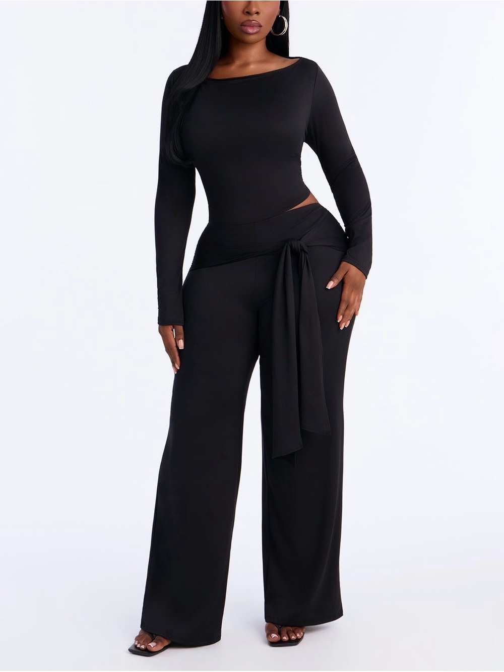 Black Tori Tie Waist Pant Set